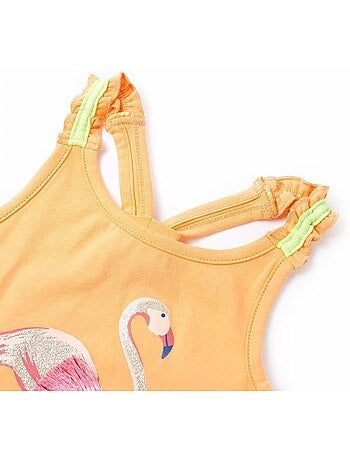 Débardeur en coton flamant pailleté à bretelles élastiques - vidaxl