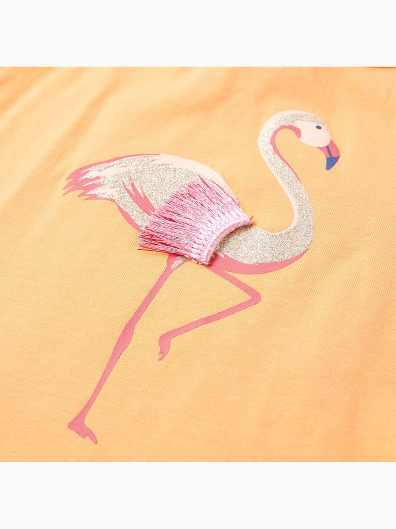 Débardeur en coton flamant pailleté à bretelles élastiques - vidaxl Orange - Kiabi