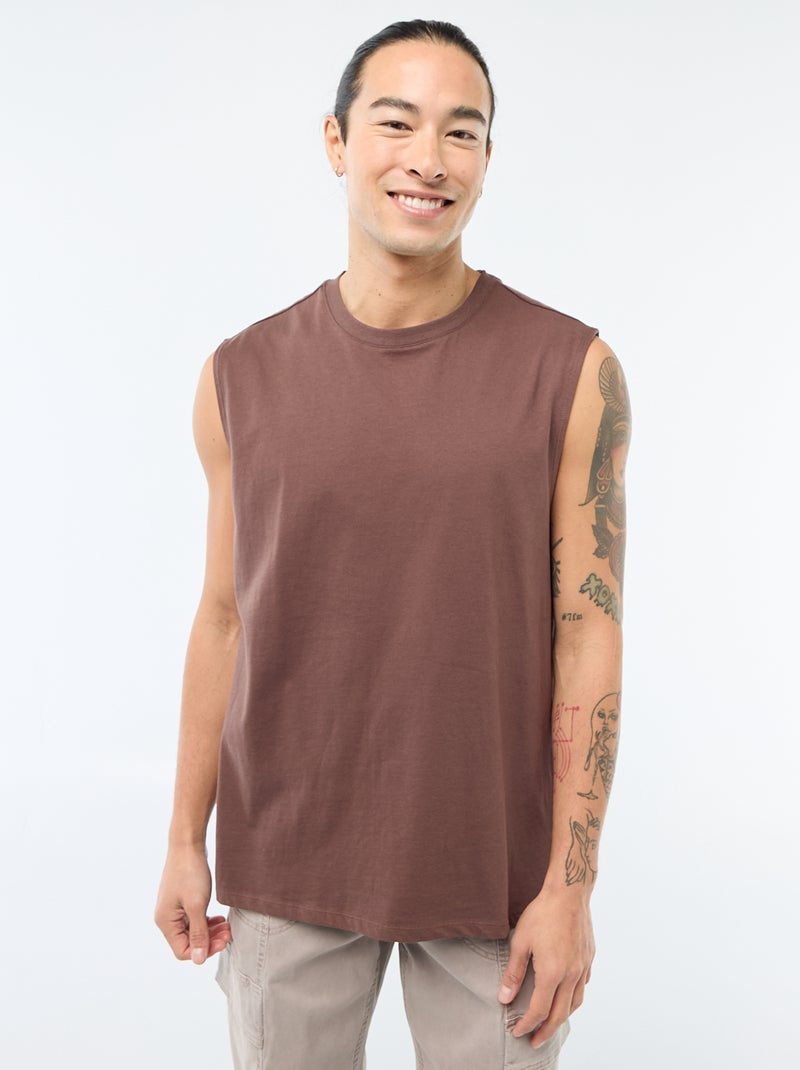Pull homme en coton brun à large encolure – 7 Camicie