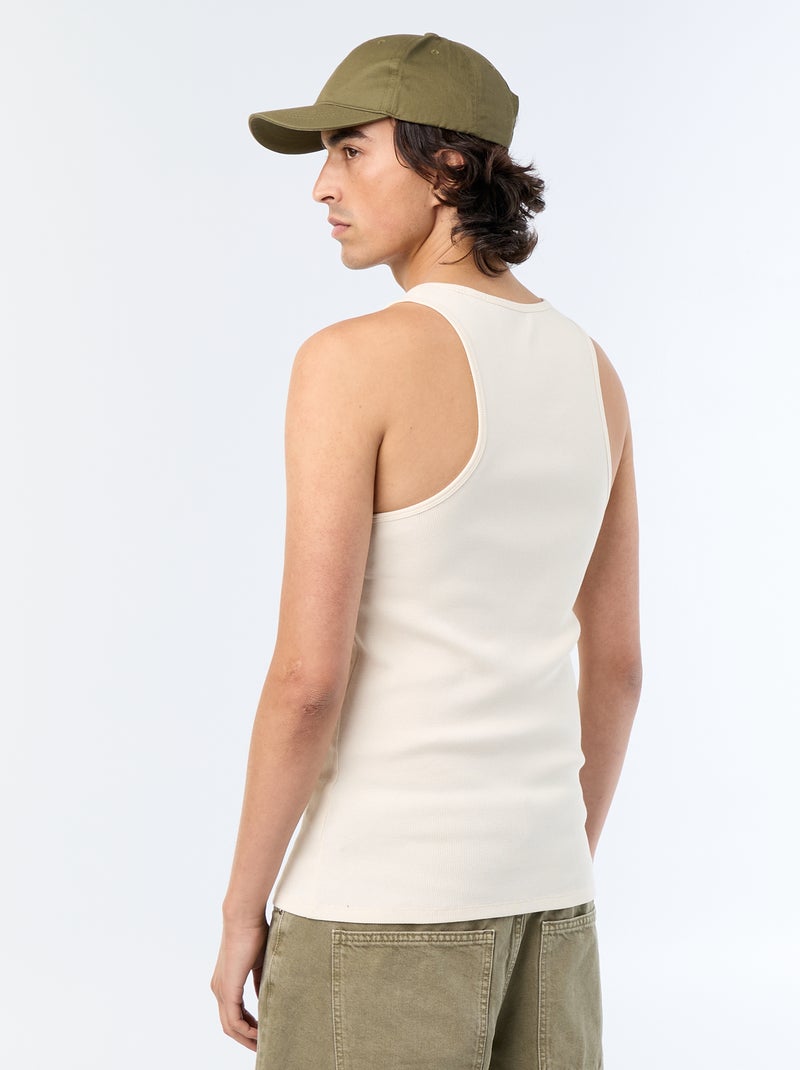 Débardeur en coton pour homme à col rond Blanc - Kiabi