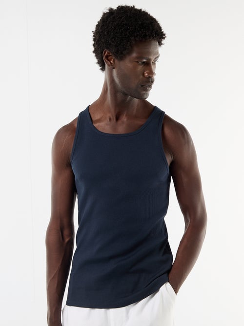 Débardeur en coton uni à col rond pour homme - Kiabi