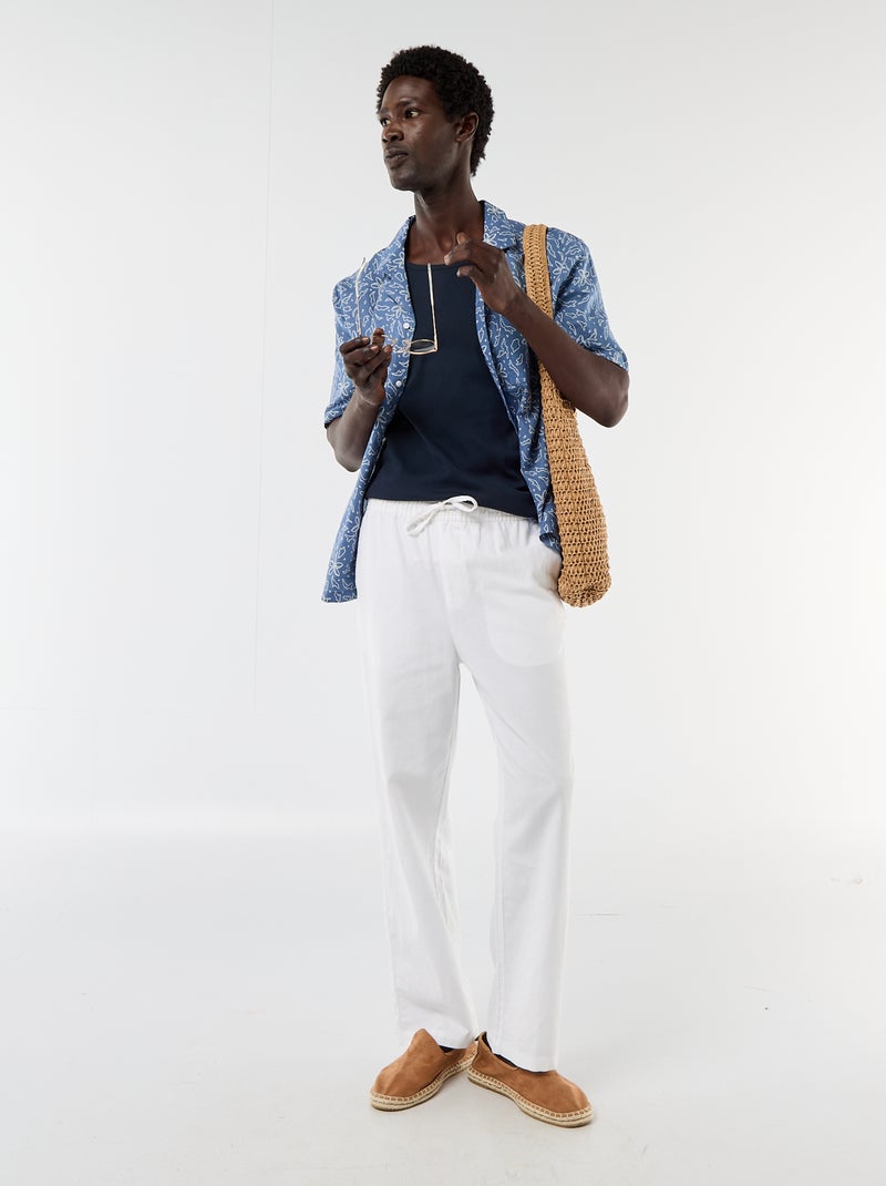 Débardeur en coton uni à col rond pour homme Bleu - Kiabi