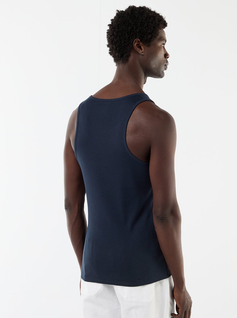 Débardeur en coton uni à col rond pour homme Bleu - Kiabi