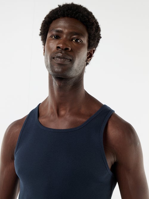 Débardeur en coton uni à col rond pour homme - Kiabi