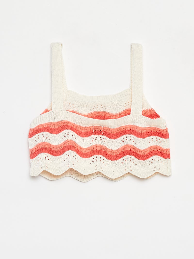 Débardeur en crochet avec motifs Beige - Kiabi