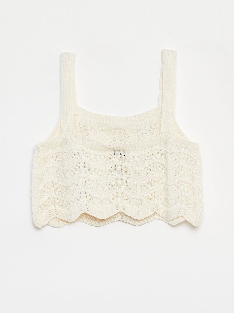 Débardeur en crochet avec motifs Blanc - Kiabi