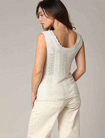Débardeur en crochet bohème avec col rond 'Deeluxe'