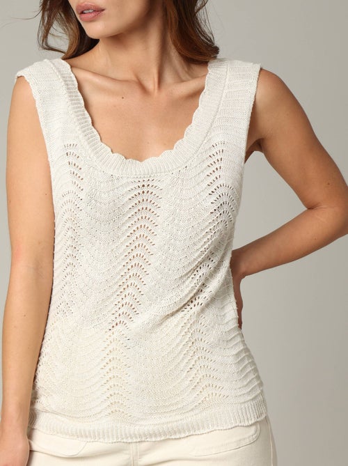 Débardeur en crochet bohème avec col rond 'Deeluxe' - Kiabi