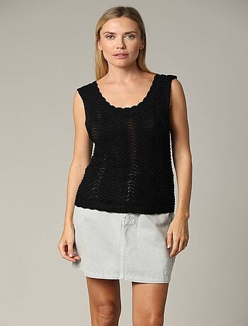 Débardeur en crochet bohème avec col rond 'Deeluxe'