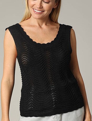 Débardeur en crochet bohème avec col rond 'Deeluxe'