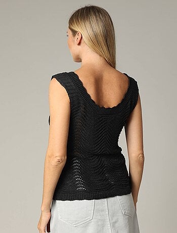 Débardeur en crochet bohème avec col rond 'Deeluxe'