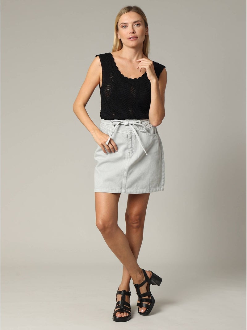 Débardeur en crochet bohème avec col rond 'Deeluxe' Noir - Kiabi