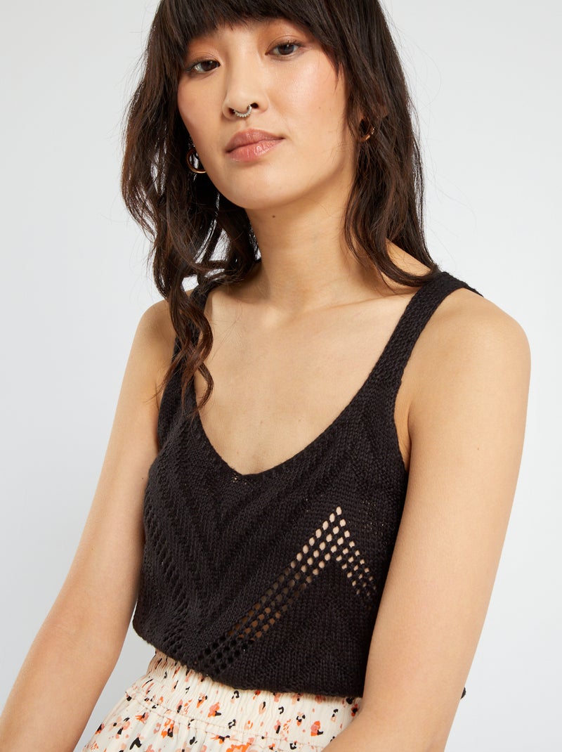 Débardeur en crochet 'JDY' noir - Kiabi