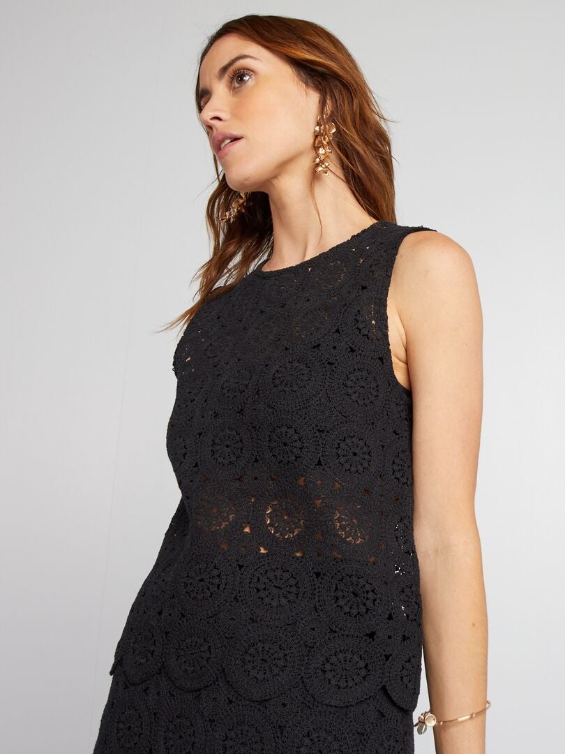 Débardeur Charlotte Russe Noir – Dentelle Et Soie, Taille M, Neuf Avec étiquette
