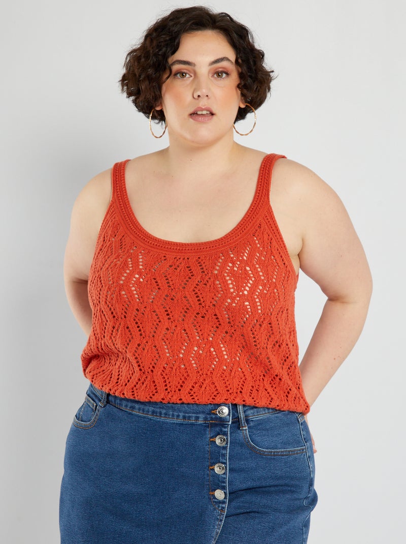 Débardeur en crochet orange - Kiabi