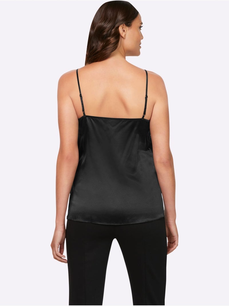 Débardeur En Dentelle 47% Soie - Taille Standard - Helline Noir - Kiabi