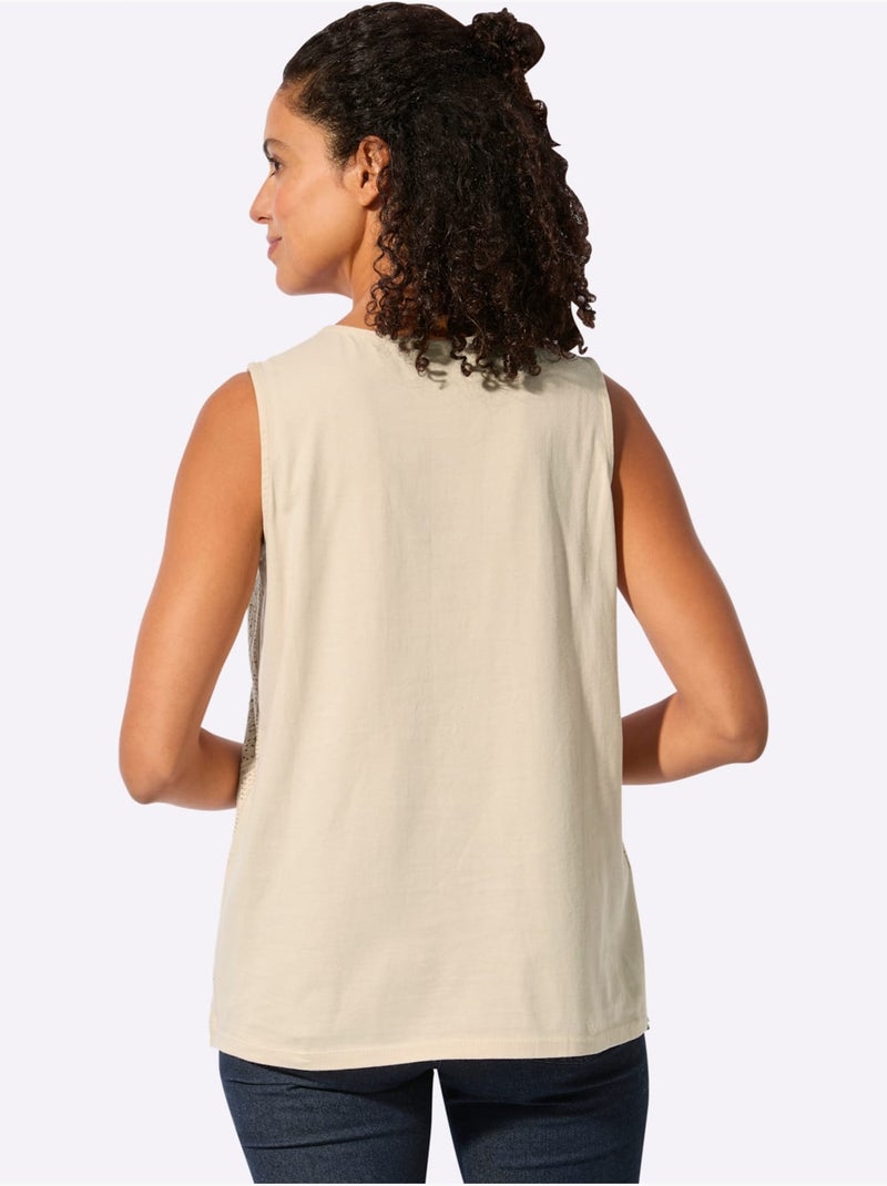Débardeur En Dentelle 80% Coton - Taille Standard - Witt Sable - Kiabi