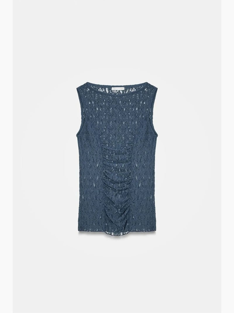 Débardeur en dentelle ajusté dilvin Bleu marine - Kiabi