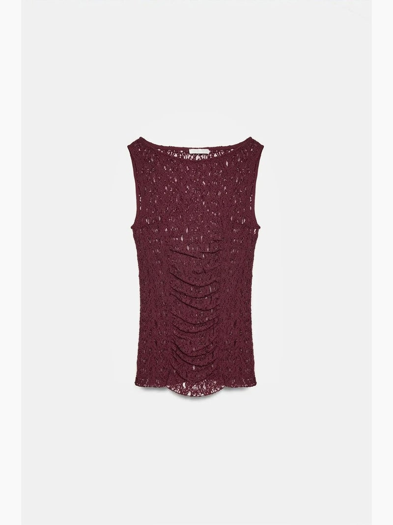 Débardeur en dentelle ajusté dilvin Rouge bordeaux - Kiabi