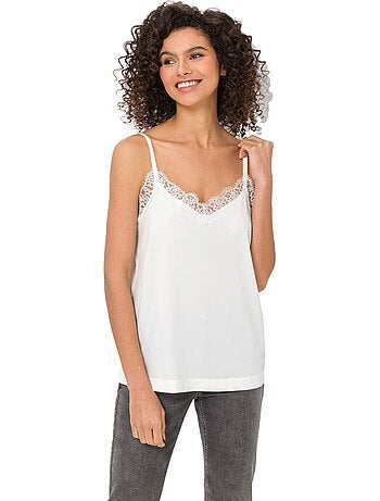 Débardeur En Dentelle Jolie Dentelle Sur L'encolure - Taille Standard - helline