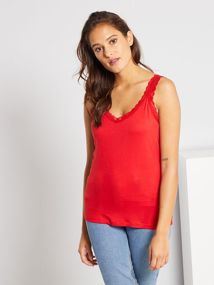 Débardeur en dentelle rouge Kiabi 6.00€