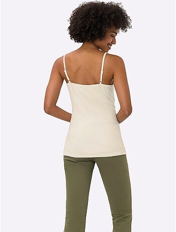 Débardeur en dentelle viscose douce à col en V bretelles fines - Taille standard - Helline