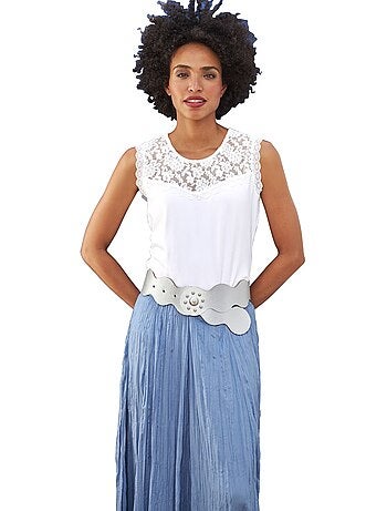 Débardeur En Dentelle Viscose Douce Et Fluide - Taille Standard - helline