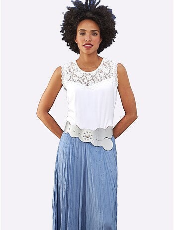 Débardeur En Dentelle Viscose Douce Et Fluide - Taille Standard - helline