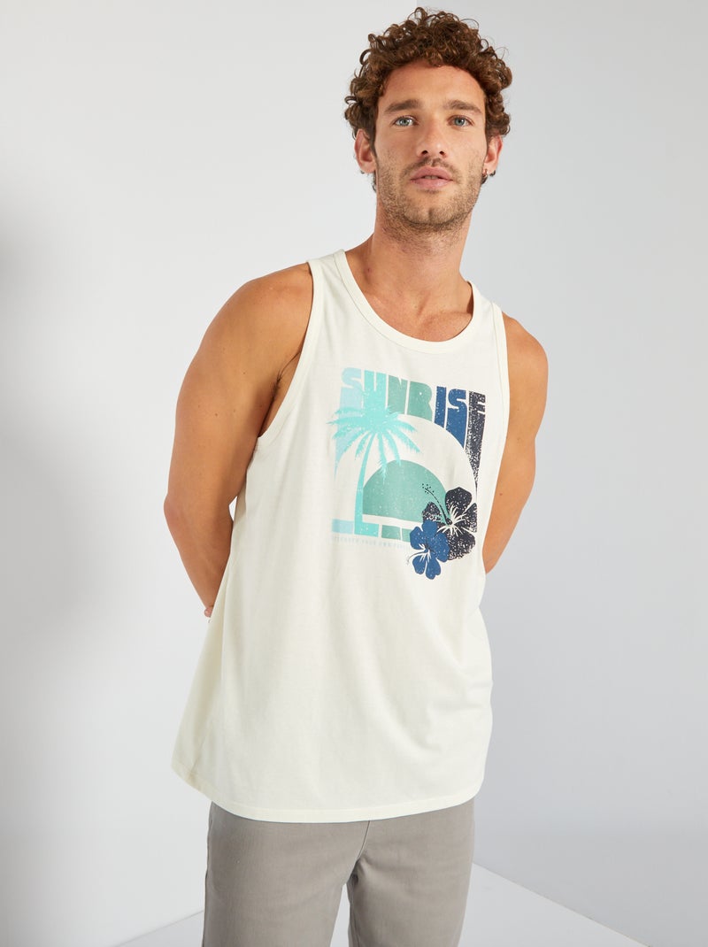 Débardeur en jersey avec imprimé Blanc - Kiabi