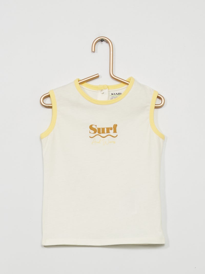 Débardeur en jersey avec imprimé Blanc/Jaune - Kiabi