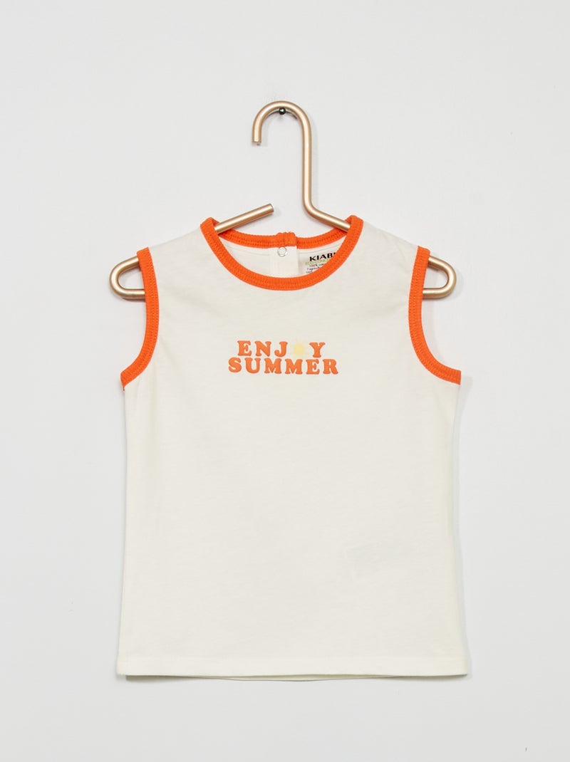 Débardeur en jersey avec imprimé Blanc/Orange - Kiabi