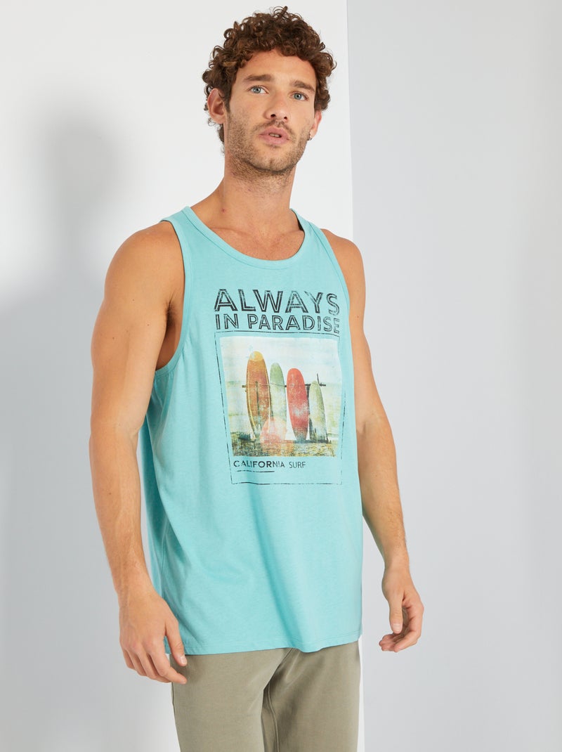 Débardeur en jersey avec imprimé Bleu vert - Kiabi