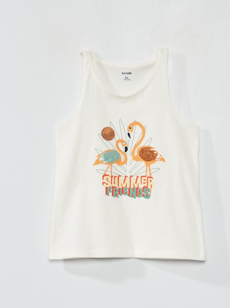 Débardeur en jersey avec motifs fantaisie Blanc - Kiabi
