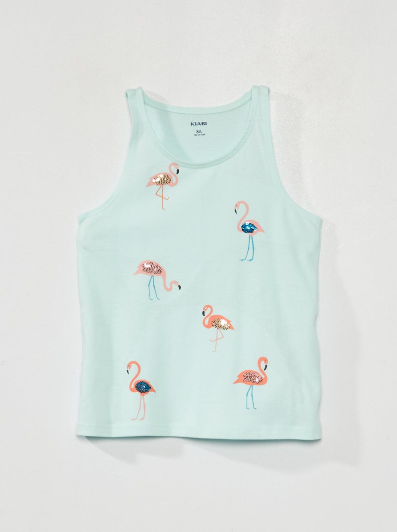Débardeur en jersey avec motifs fantaisie Bleu turquoise - Kiabi