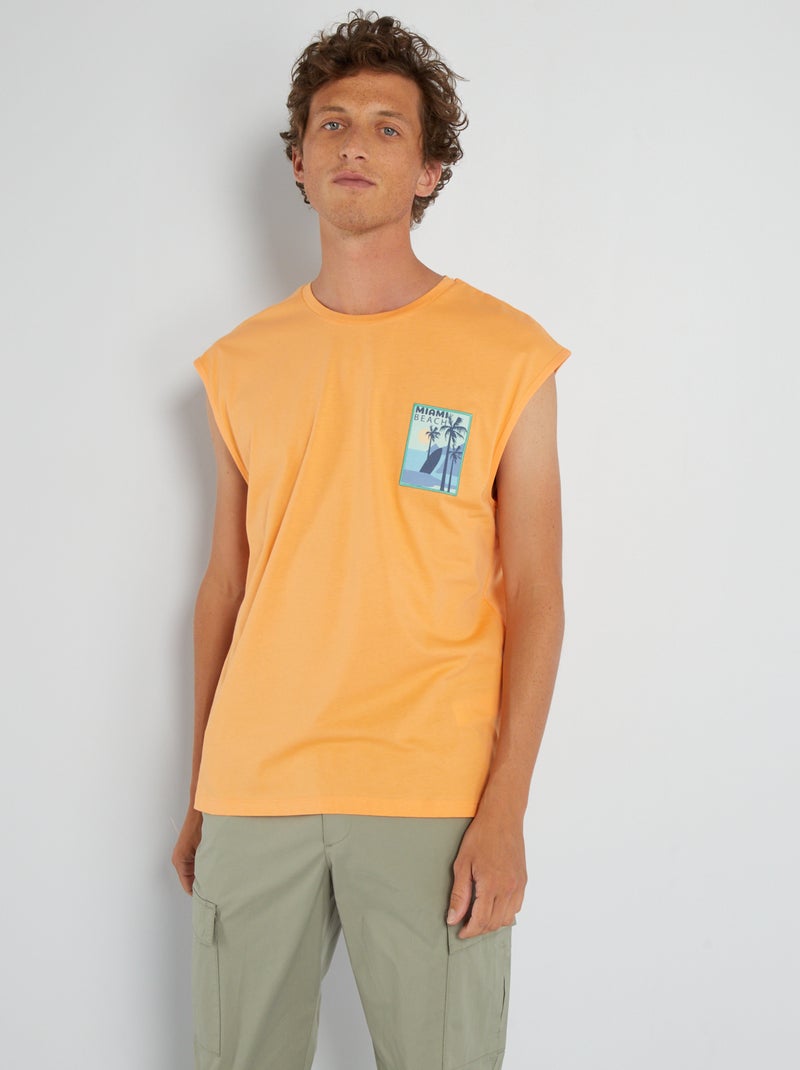 Débardeur en jersey avec print Orange - Kiabi