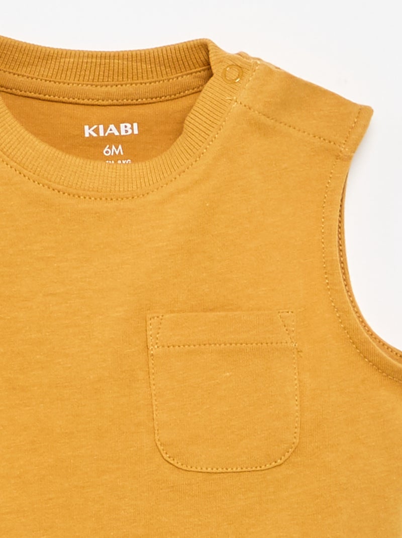 Débardeur en jersey de coton avec poche poitrine Beige - Kiabi