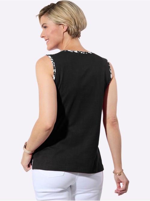 Débardeur en jersey fin avec col V et passepoil à motifs - Taille standard - Witt - Kiabi