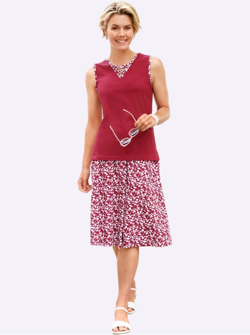 Débardeur en jersey fin doux avec col V et fentes latérales - Taille standard - Witt - Kiabi