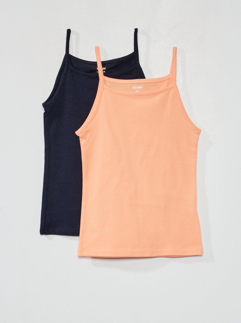 Debardeur en jersey uni - Lot de 2 Bleu marine/orange - Kiabi