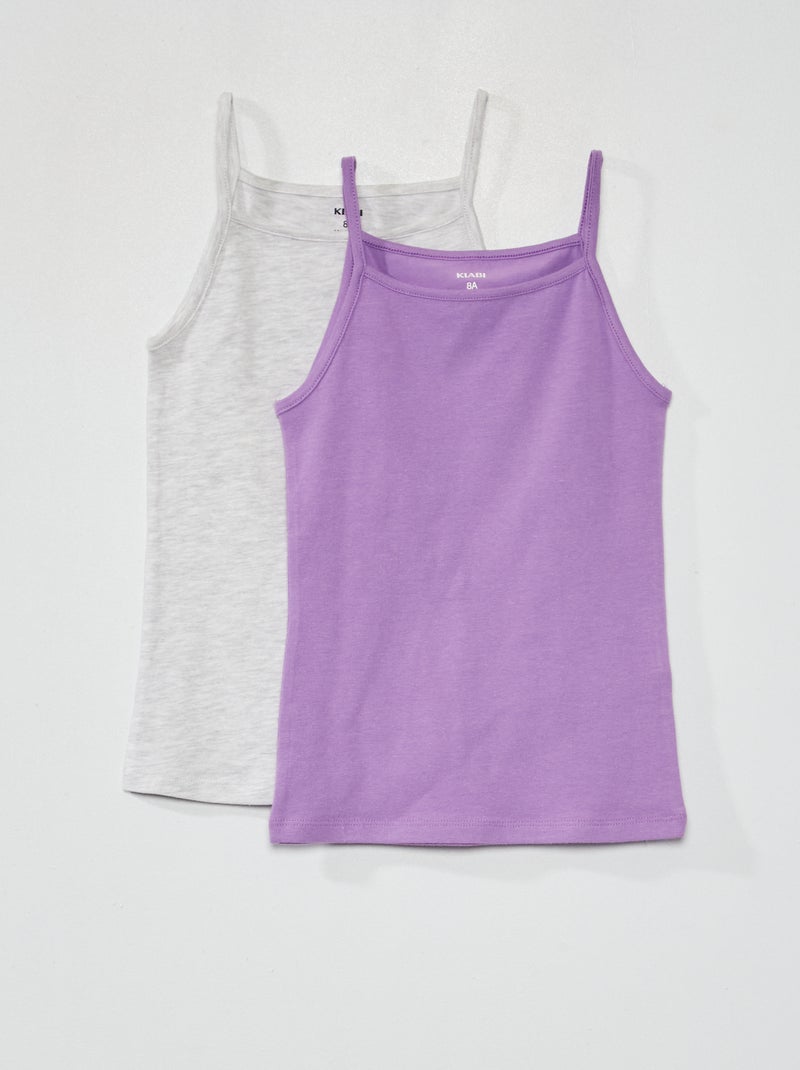 Debardeur en jersey uni - Lot de 2 Gris/violet - Kiabi