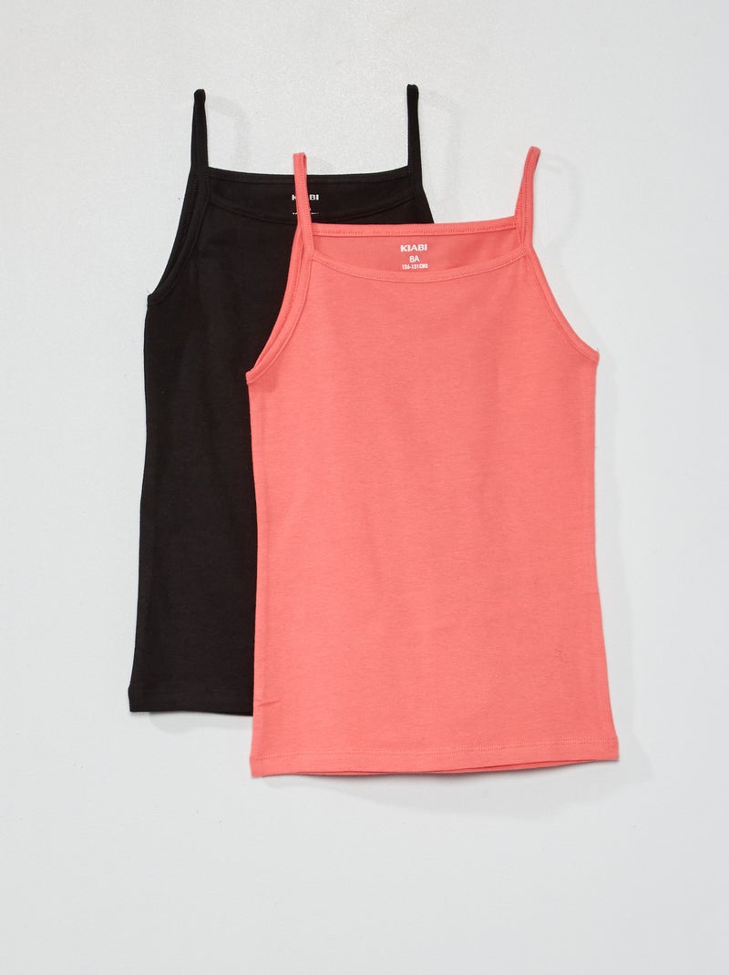 Debardeur en jersey uni - Lot de 2 Rose/noir - Kiabi