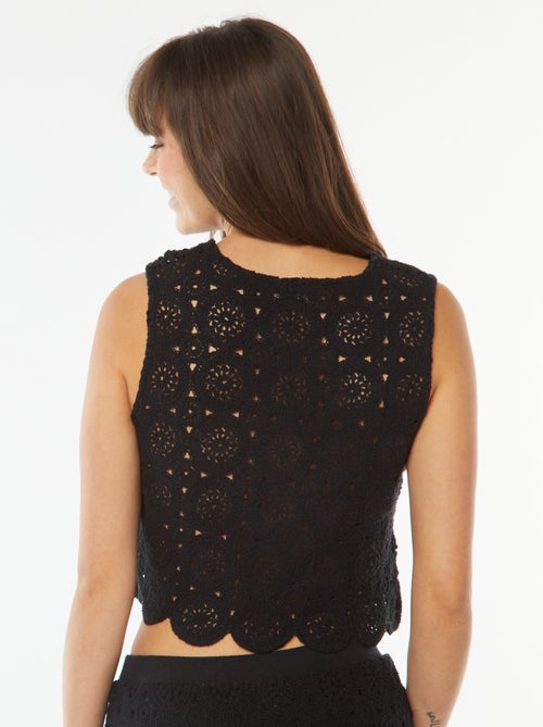 Débardeur en macramé à emmanchures américaines - Kiabi