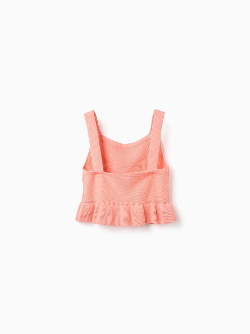 Débardeur en maille avec volants Orange corail - Kiabi
