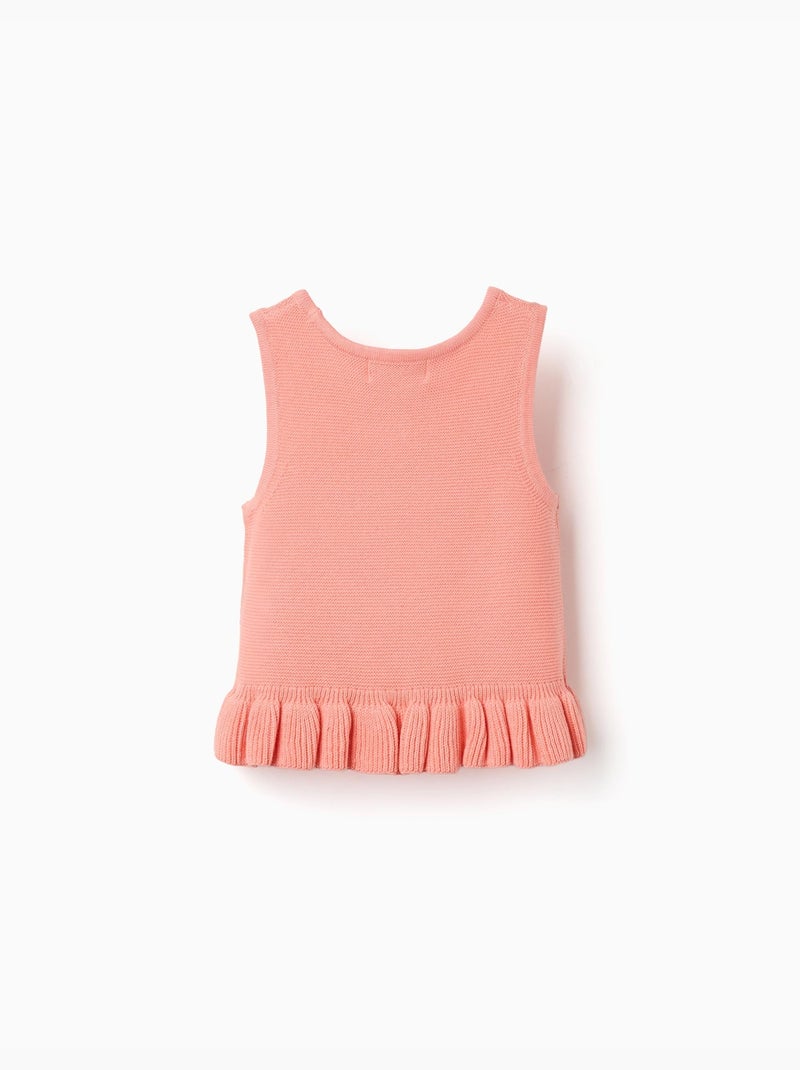 Débardeur en maille avec volants Orange corail - Kiabi