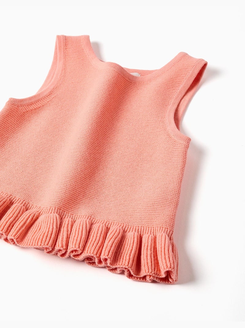 Débardeur en maille avec volants Orange corail - Kiabi