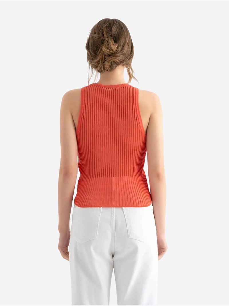 Débardeur en maille côtelée à col rond hiccup Orange - Kiabi