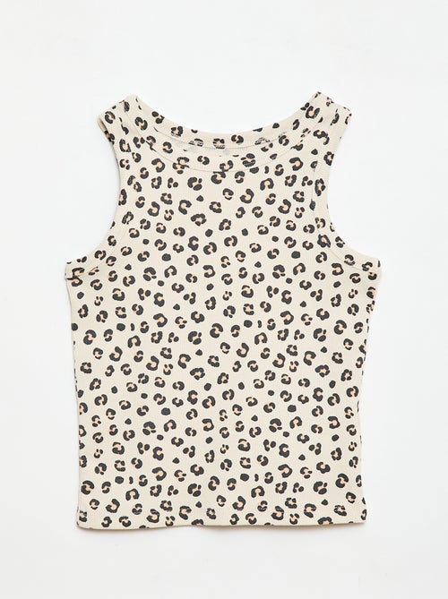 Débardeur en maille côtelée avec imprimé all over - Kiabi