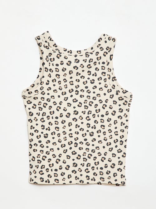 Débardeur en maille côtelée avec imprimé all over - Kiabi
