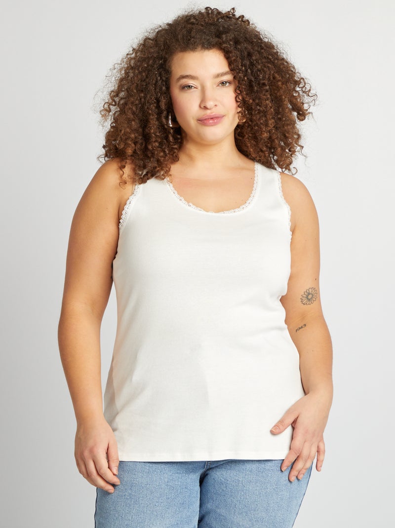 Débardeur en maille côtelée BLANC - Kiabi