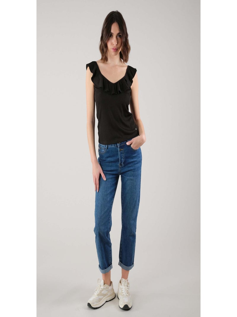 Débardeur  en maille cotelée 'Deeluxe' Noir - Kiabi